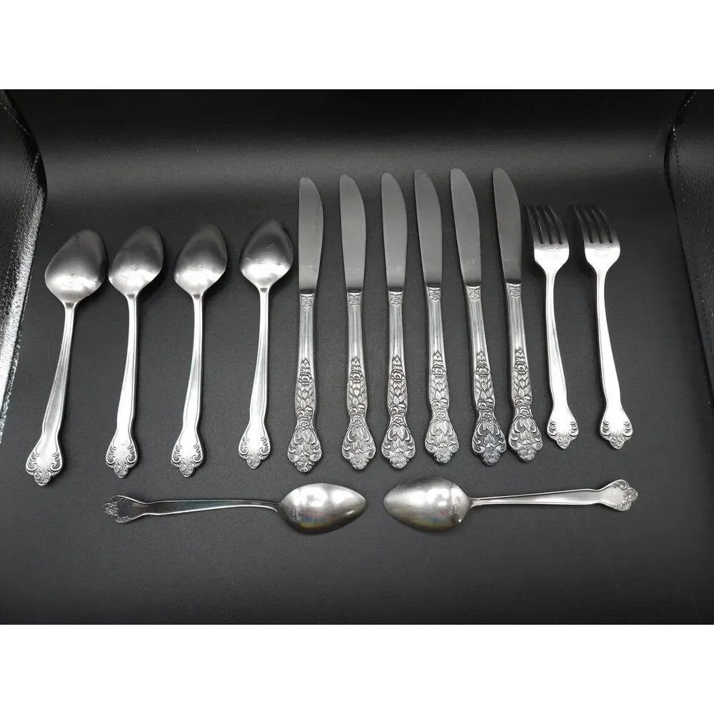 Versailles by MSI Japan Stainless Steel Flatware Roses Floral Mixed set of 14